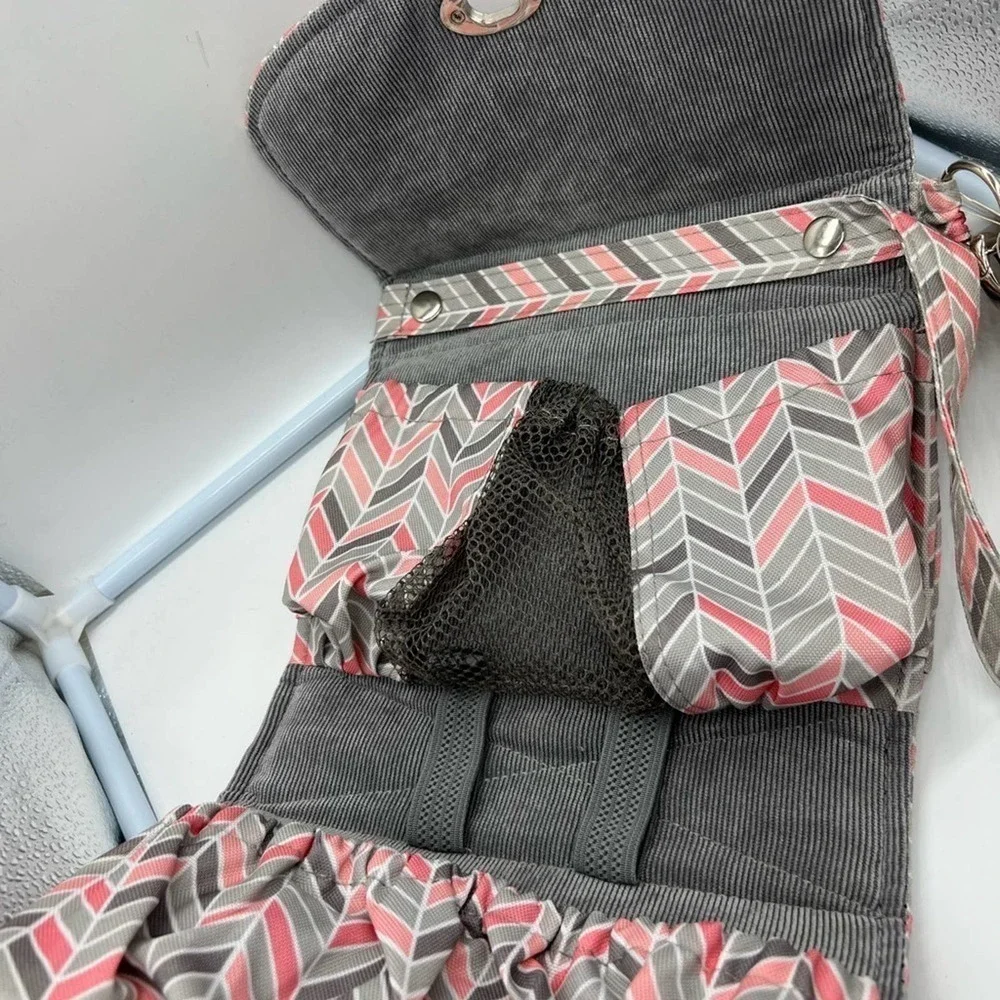 NEW Lillybet by Demdaco Diaper Clutch chevron pink&gray multiple way to …
